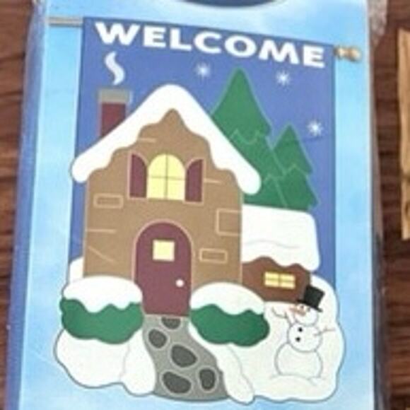 Decorative Flag Winter Welcome Cabin Banner Nylon Applique 28 x 44 - Picture 1 of 6